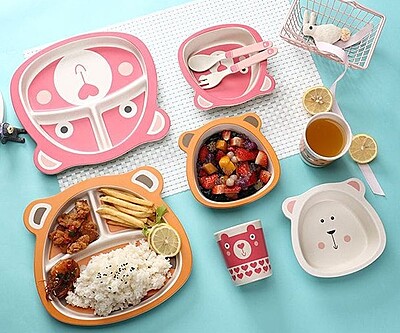 Bamboo Fiber Cartoon Pet/toy meal set for Kids Tableware